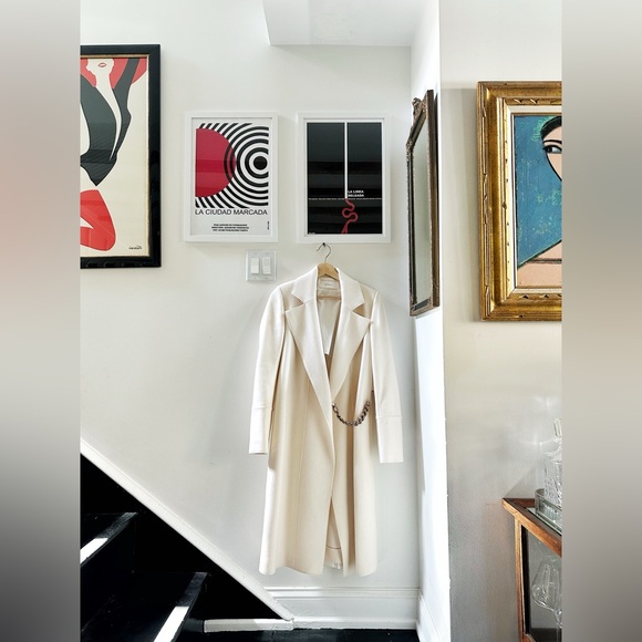 new Victoria Beckham White Wool + Silk Chain Coat - Picture 4 of 7